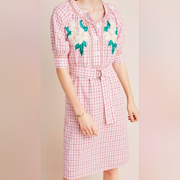 Antik Batik Anthropologie White Red Plaid Shift Short Dress Size S (38) - Picture 4 of 4